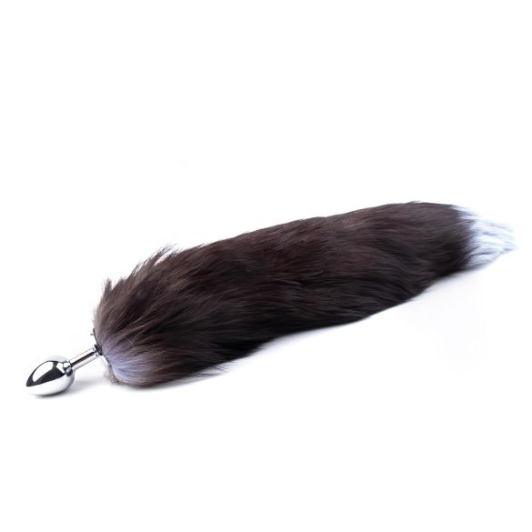 Sunfo - Silver-Black Metal Anal Plug with Fox Tail