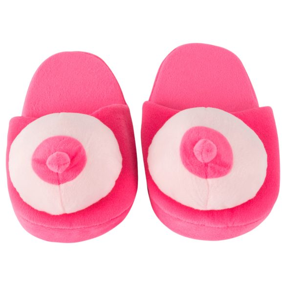 Plush Pink Slippers - Boob-Shaped