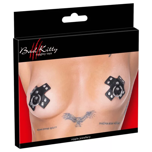 Bad Kitty - Black Pierced Nipple Stickers