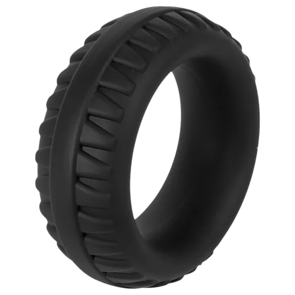 Pulselock Forge - Black Silicone Penis Ring with Tyre-Tread Pattern - 35 mm