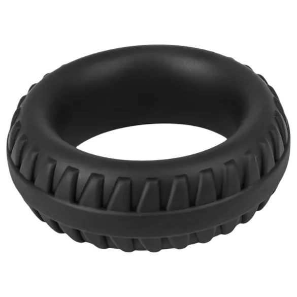 Pulselock Forge - Black Silicone Penis Ring with Tyre-Tread Pattern - 35 mm