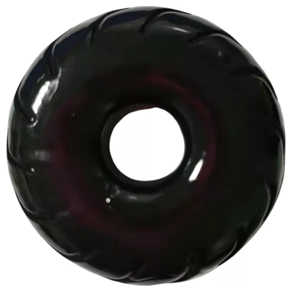 Pulselock Forge - black wheel-patterned TPE penis ring (19 mm)