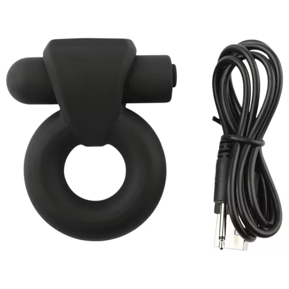 Pulselock Vantr - rechargeable vibrating penis ring (black) - 25 mm