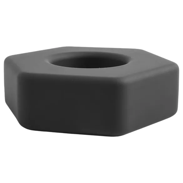 Pulselock Forge - black silicone penis ring in the shape of a hex nut - 22 mm