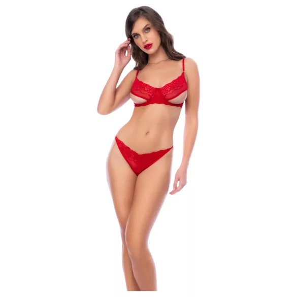 Mapalé - Open Cup Bra Set (Red) - L/XL