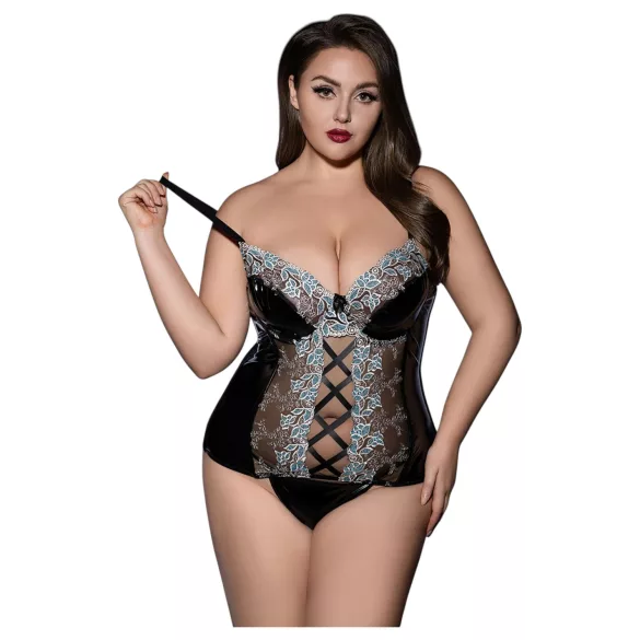 JSY 062 - black lace‑up lingerie set (XL-2XL)