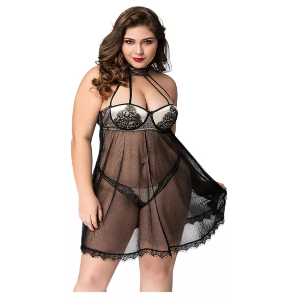 JSY 066 - black babydoll set (XL-2XL)