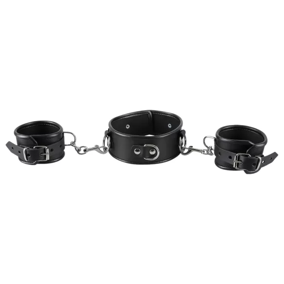 ZADO - Black Leather Collar with Cuffs
