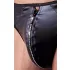 Svenjoyment - Shiny Men's Thong with Rhinestone Zipper (Black) - XL