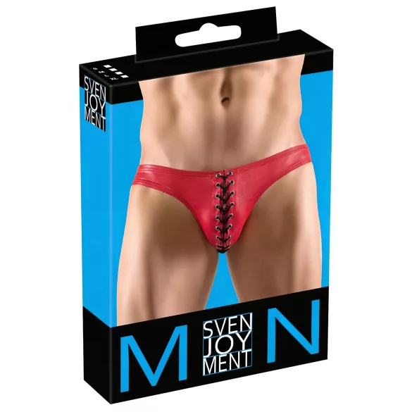 Svenjoyment - Black Lace-up Men's Briefs (Red)