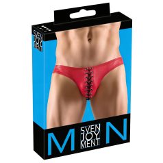 Svenjoyment - Black Lace-up Men's Briefs (Red) - M