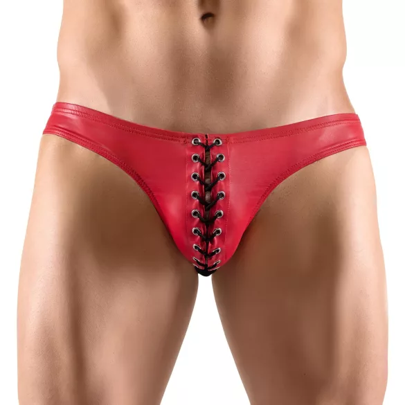 Svenjoyment - Black Lace-up Men's Briefs (Red) - M