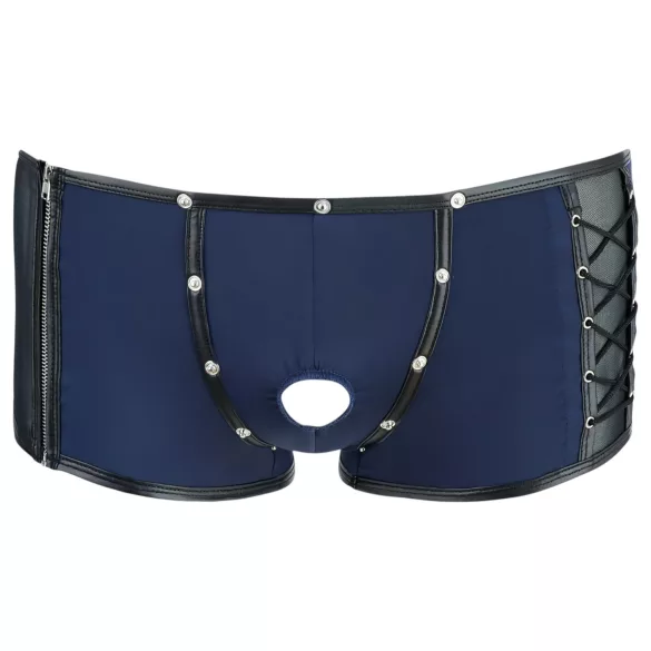 NEK - Blue Boxer Briefs with Black Lace-Up and Mesh Panels