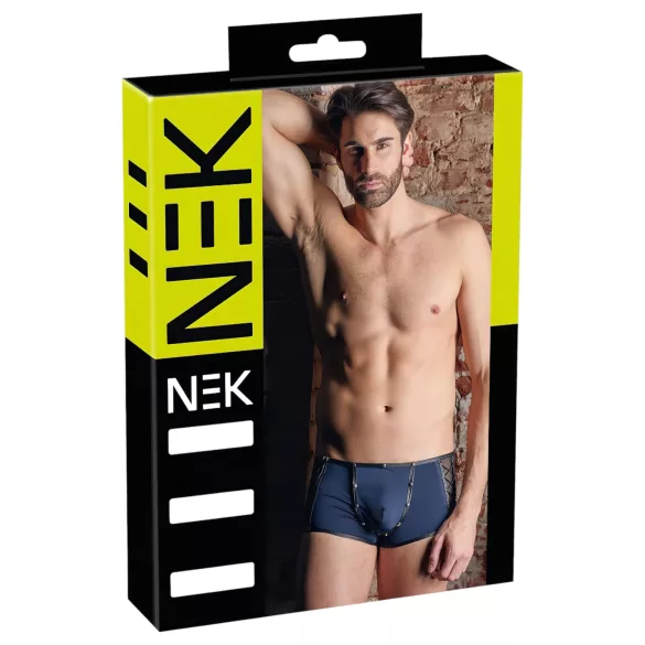 NEK - Blue Boxer Briefs with Black Lace-Up and Mesh Panels - L