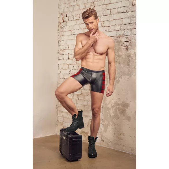 NEK - Black Boxer Briefs with Red Side Panels and Zipper - XL