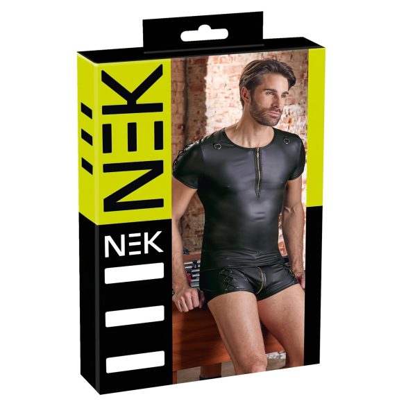 NEK - Matte Finish Men's Black Short Sleeve Top