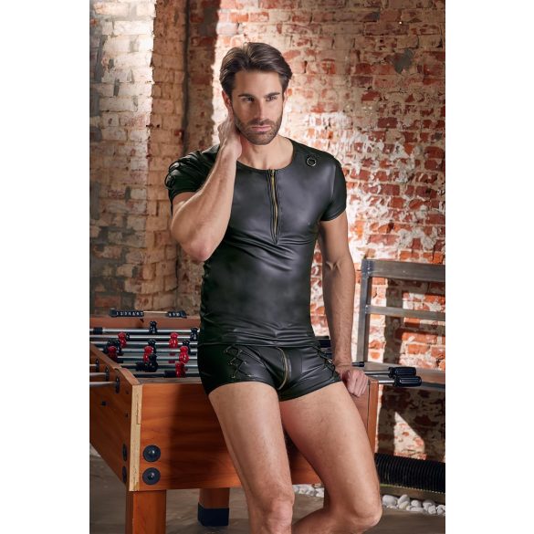 NEK - Matte Finish Men's Black Short Sleeve Top