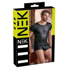 NEK - Matte Finish Men's Black Short Sleeve Top - M