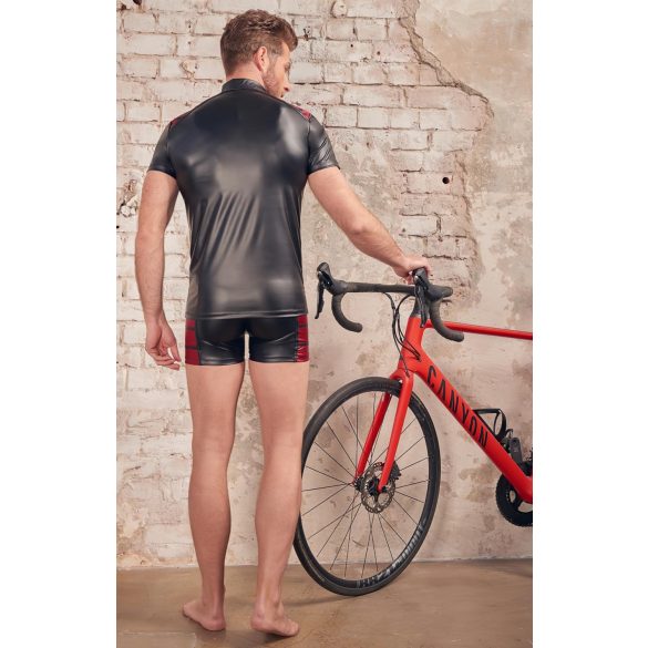 NEK - Men's Black Zip-Up Jacket with Red Accents - L