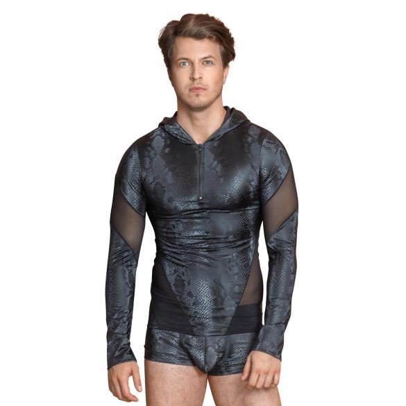 NEK - Men's Black Hoodie with Snake Print - L