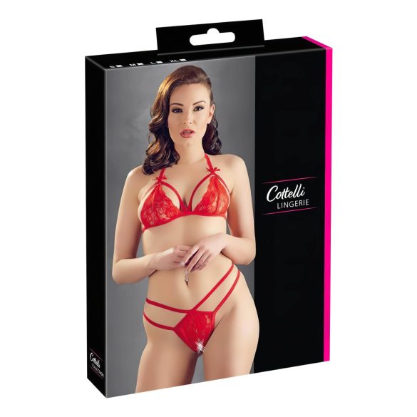 Cottelli - Open Lace Bra Set (Red) - XL