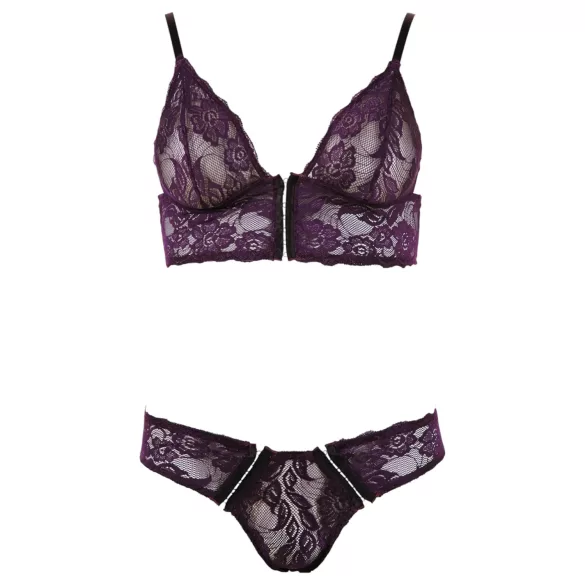 Cottelli - Floral Lace Bra Set (Purple) - L