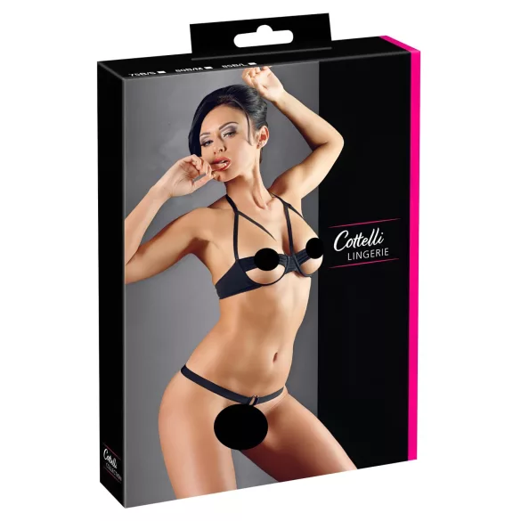 Cottelli - Black Metal Ring Bra Set - 80B/M