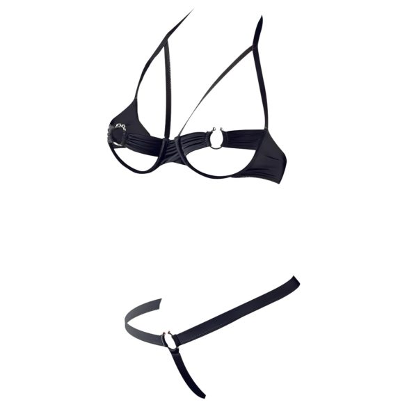 Cottelli - Black Metal Ring Bra Set - 85B/L