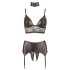 Cottelli Bondage - Lustrous Lace Lingerie Set (4-Piece) - M