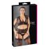 Cottelli Plus Size - Rhinestone Lace Lingerie Set (Black) - 3XL