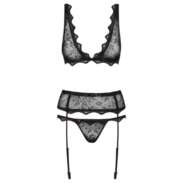 Obsessive Emperita - Black Lingerie Set with Delicate Embroidery