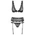 Obsessive Emperita - Black Lingerie Set with Delicate Embroidery - L/XL