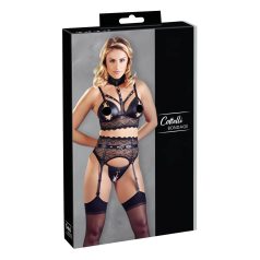 Cottelli Bondage - Lace Lingerie Set with Cuffs (Black) - M