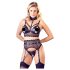 Cottelli Bondage - Lace Lingerie Set with Cuffs (Black) - XL