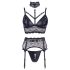 Cottelli Bondage - Lace Lingerie Set with Cuffs (Black) - XL