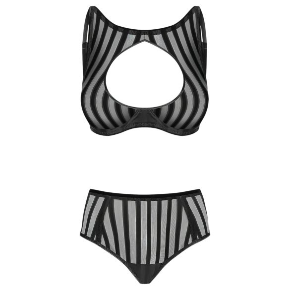 Petite Noir Exclusive - Black Striped Bra Set
