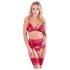 Abierta Fina - Sparkling Chain Lingerie Set (Red) - M