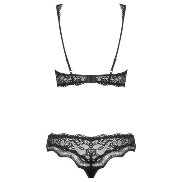 Luvae Floral Strappy Bra Set (Black)  - L/XL
