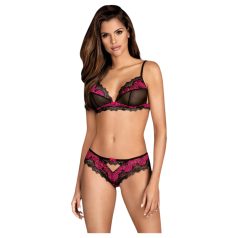 Obsessive Tulia - Lace Lingerie Set (Black-Pink) - L/XL