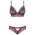Obsessive Tulia - Lace Lingerie Set (Black-Pink) - L/XL