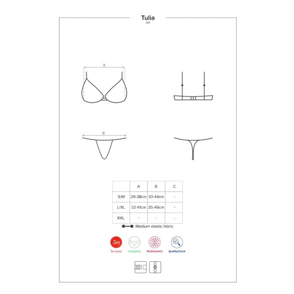 Obsessive Tulia - Lace Lingerie Set (Black-Pink) - L/XL