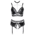 Cottelli Curves - Shiny Lingerie Set (Black)