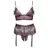 Cottelli Curves - Floral Open Bra Set (Black)