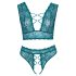 Cottelli Curves - Lace Corset Lingerie Set (Blue)