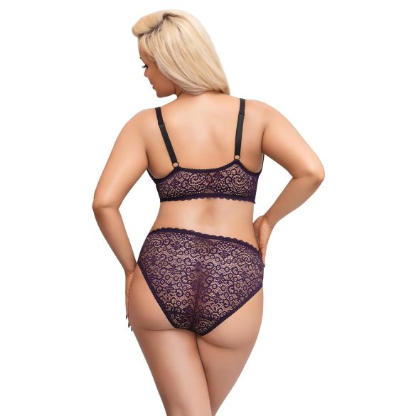Cottelli Plus Size - Sheer Patterned Bra Set (Purple)
