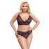 Cottelli Plus Size - Sheer Patterned Bra Set (Purple) - 2XL