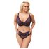 Cottelli Plus Size - Sheer Patterned Bra Set (Purple) - 2XL