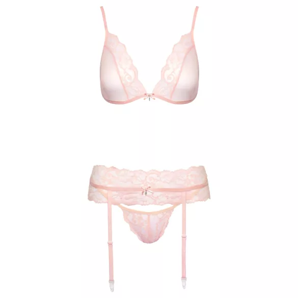 Kissable - Lace Lingerie Set (Pink)  - L/XL