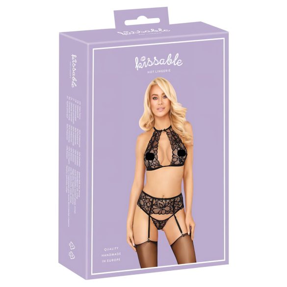 Kissable - Halter Neck Lace Bra Set (Black)