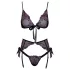 Kissable - Pink and Purple Embroidered Bra Set (Black)  - L/XL